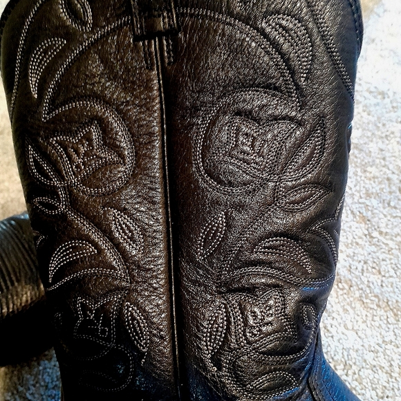 Black Real Leather Cowboy Boots - Picture 6 of 6